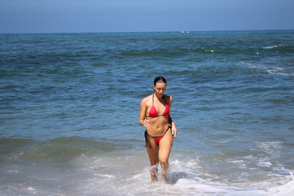 RED CHEETAH BIKINI BOTTOMS (Thick Strap)