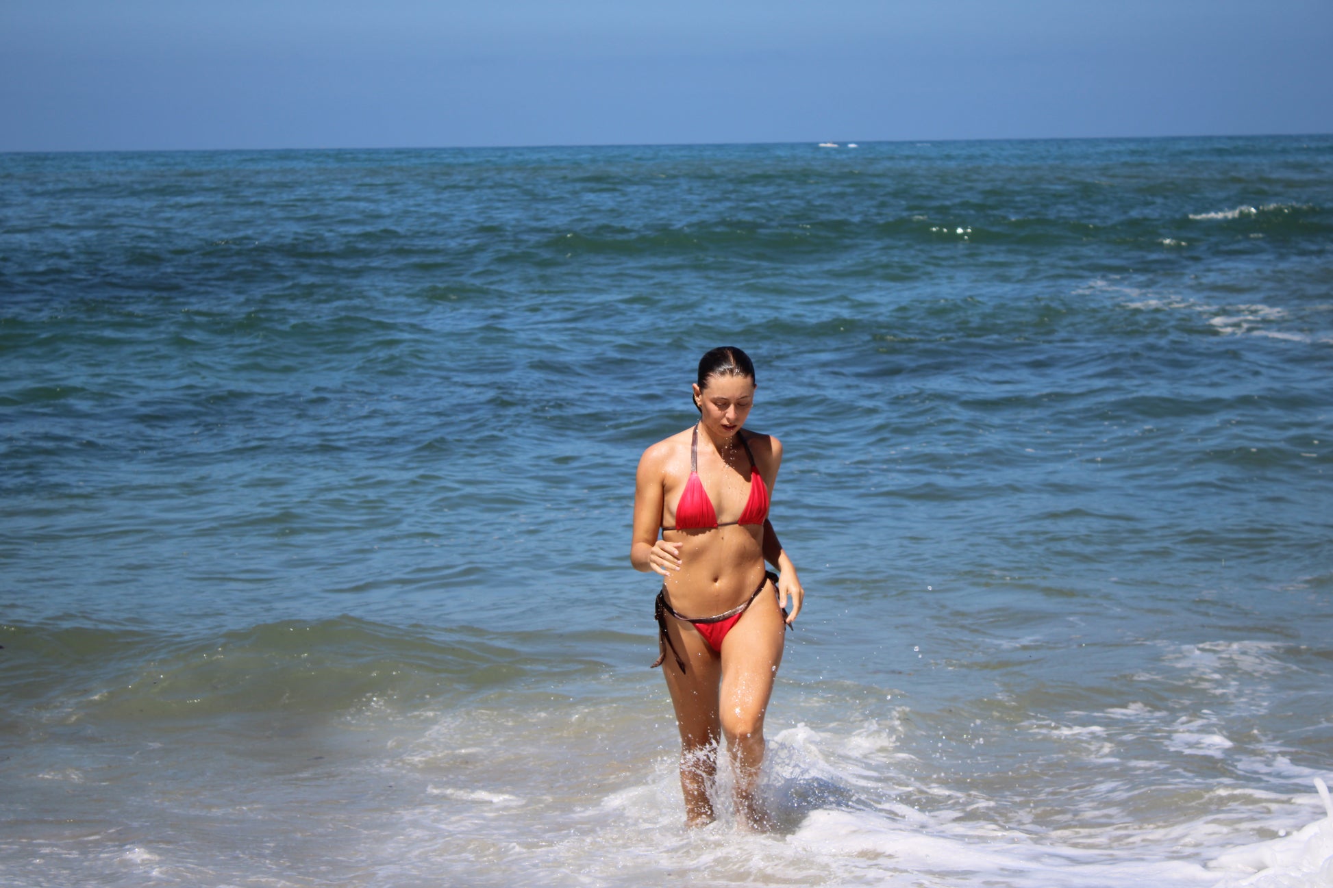 RED CHEETAH BIKINI BOTTOMS (Thick Strap)